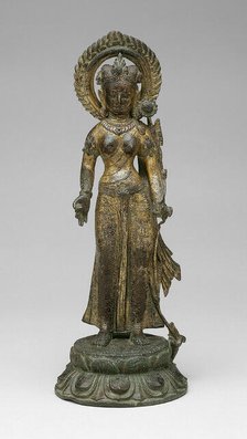 Goddess Green Tara Standing with Hand in Gesture of Gift-Giving (varadamudra), 10th century. Creator: Unknown.