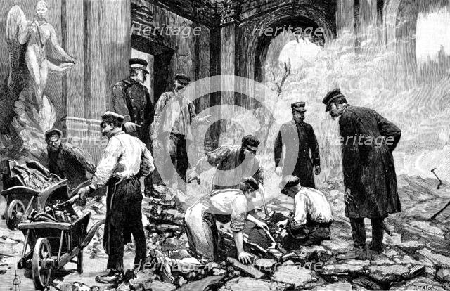 The Royal Palace of Laeken, Brussels, destroyed by fire: searching for valuables, 1890. Creator: R. Taylor.