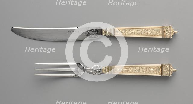 Dessert Knife and Fork , c. 1880. Creator: Maison Cardeilhac (French).