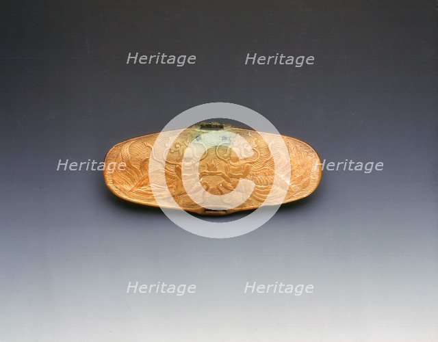 Bone wrist protector with apsaras, Liao dynasty, China, 10th century. Artist: Unknown