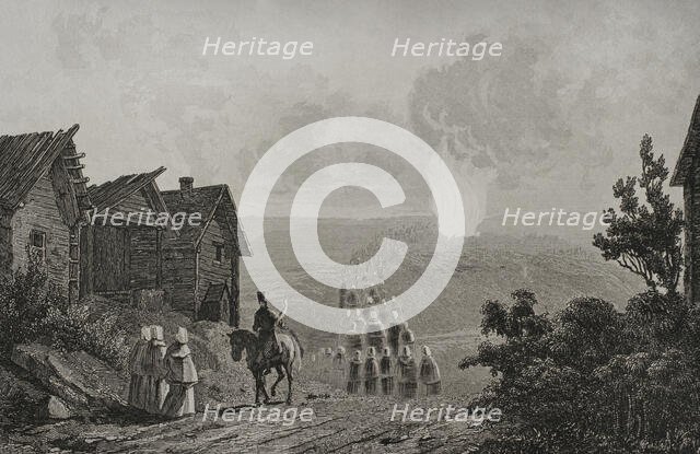 Night fires on the eve of the Feast of Saint John, Russia, 1839.  Creator: Augustin François Lemaitre.