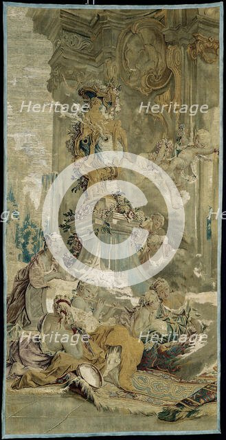 Psyche's Entrance into Cupid's Palace [left fragment], from The Story of Psyche, Beauvais, 1756/63. Creator: Manufacture Royale de Beauvais.