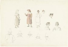 Study sheet with Italian farmers and peasant women, 1787-1847. Creator: Josephus Augustus Knip.
