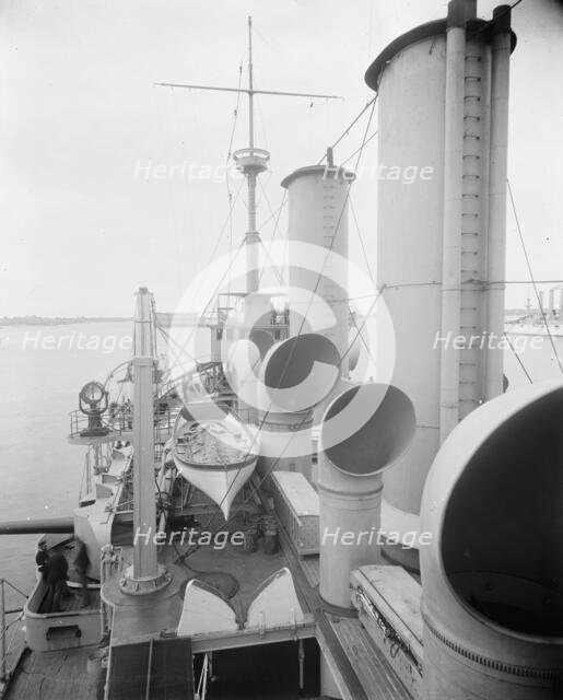 U.S.S. New York, looking aft from bridge, between 1893 and 1901. Creator: William H. Jackson.