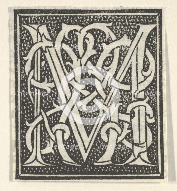 Initial letter M on patterned background, 1520., 1520. Creator: Anon.