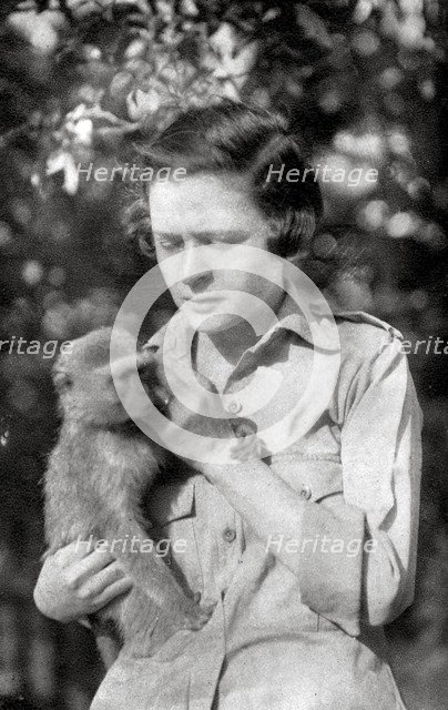 Stella Court Treatt and her monkey Kima, Dodoma to Mongalla, East Africa, 1925 (1927). Artist: Thomas A Glover