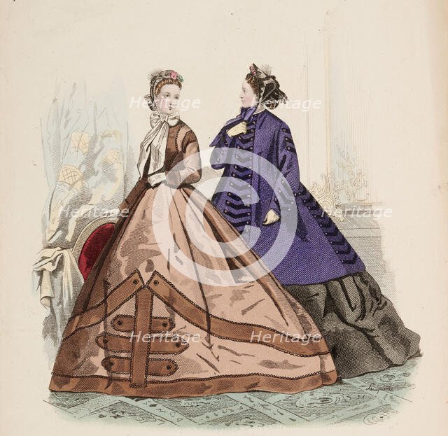 Fashion Plate - Petit Courrier des Dames 'Modes de Paris', 1858. Creator: Gilquin fils.