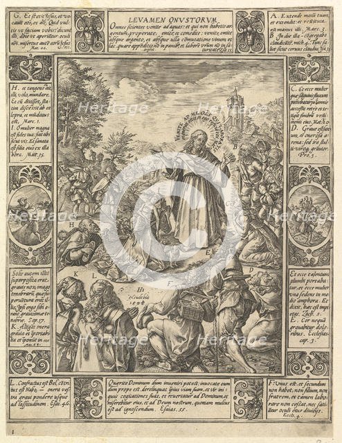 Levamen Onostrorum, from Allegories of the Christian Faith, from Christian and Profane All..., 1604. Creator: Hendrik Goltzius.