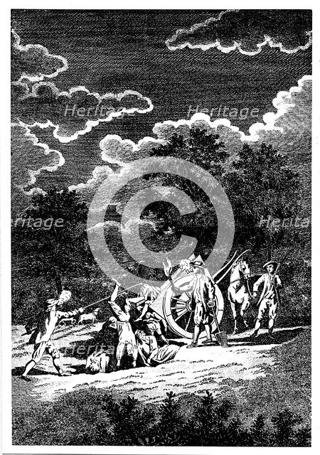 Burying victims of the Plague of London at night in multiple graves, 1665. Artist: Unknown