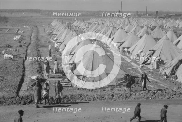 Flood refugee encampment at Forrest City, Arkansas, ca. 1937. Creator: Walker Evans.