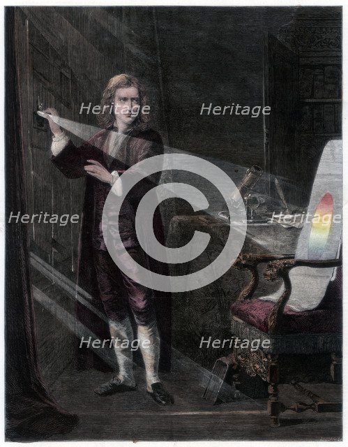 'Newton investigating light', 1870. Artist: William Mouat Loudan