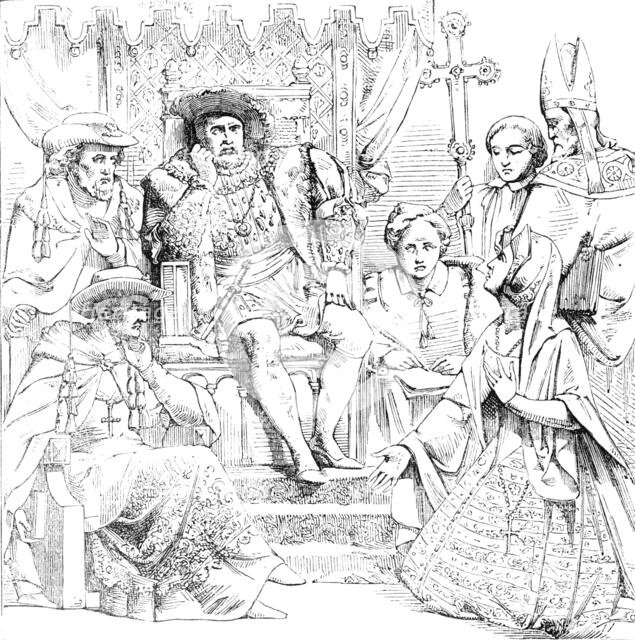 The New Houses of Parliament - Queen Catherine before Henry VIII, 1854. Creator: Unknown.