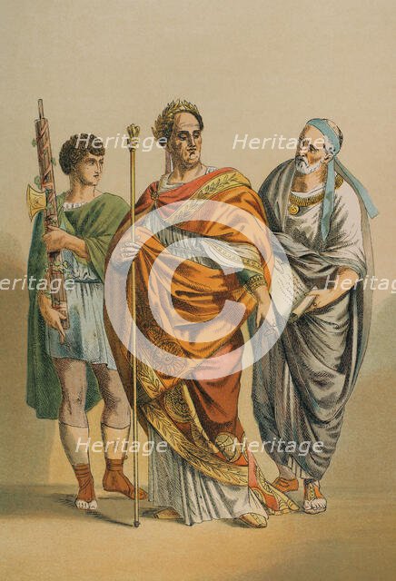 Flamen and his assistants, Ancient Rome, 1882. Creator: Unknown.