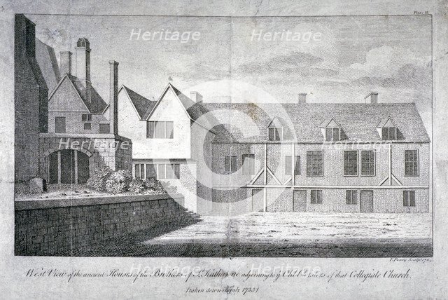 West view of the Church of St Katherine by the Tower, Stepney, London, 1764. Artist: F Perry