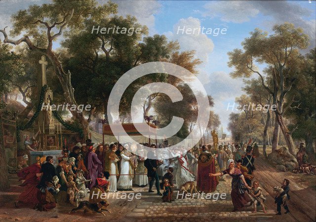 The Corpus Christi procession in a village.