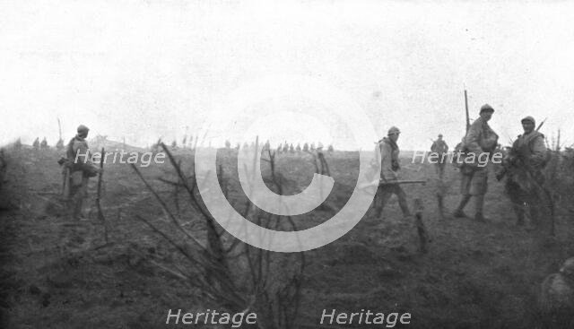 French Attack of July 31, 1917; Progression of infantrymen, on the morning..., 1917. Creator: Unknown.