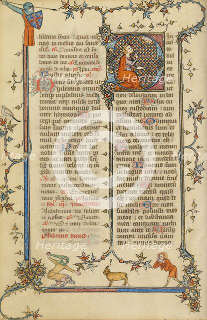 Initial D: David Pointing to his Mouth; Breviary, about 1320-1325. Creator: Unknown.
