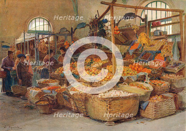 Fruit Stall, Mentone Market, c1875-1906, (1906). Artist: Walter Frederick Roofe Tyndale