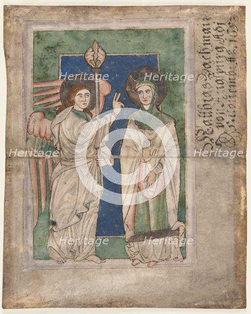 Leaf from a Psalter(?): Annunciation (recto); Leaf from a Psalter: Nativity (verso), early 1200s. Creator: Unknown.
