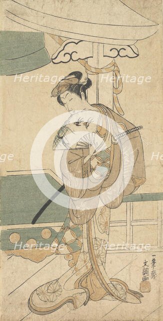 The Actor Ichikawa Uzayemon IX 1724-1785 in a Female Role. Creator: Ippitsusai Buncho.