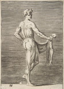 Flayed man seen from behind, 1531-76. Creator: Giulio Bonasone.