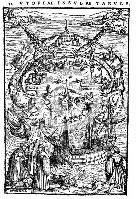Plan of the island of Utopia, 1518. Artist: Unknown