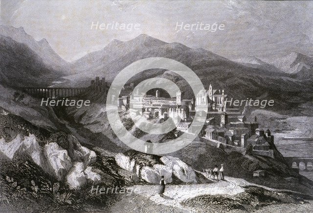 View of the city of Plasencia (Cáceres), engraving in 'Voyage Pittoresque en Espagne et en Portug…