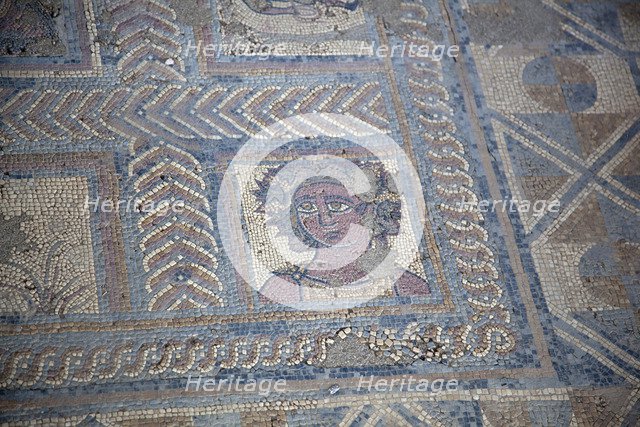 A mosaic with human motifs, Fountain House, Conimbriga, Portugal, 2009. Artist: Samuel Magal