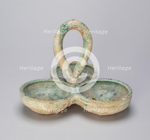 Three-Cupped Dish with Loop Handle, Eastern Han dynasty (A.D. 25-220), 1st century. Creator: Unknown.