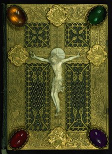 Book cover with crucifixion, 19th century. Creator: Circle of Willem Vrelant.