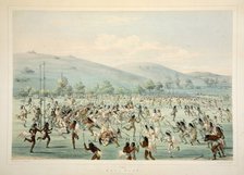 Ball Play, pub. 1845 (colour lithograph). Creator: George Catlin (1796 - 1872).