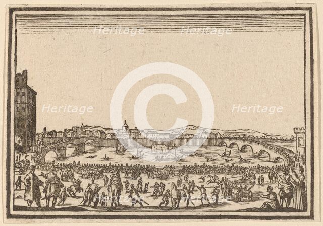 Fireworks on the Arno, Florence, 1621. Creator: Edouard Eckman.