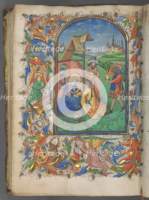 Book of Hours (Use of Utrecht): fol. 221v, Adoration of the Magi, c. 1460-1465. Creator: Master of Gijsbrecht van Brederode (Netherlandish); Master of the Boston City of God (Netherlandish).