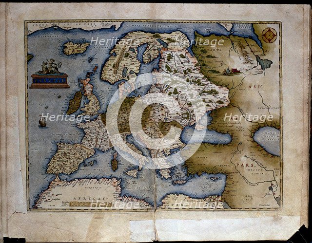  'Theatrum Orbis Terrarum' by Abraham Ortelius, Antwerp, 1574, map of the European continent.
