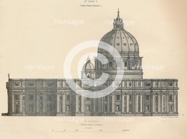 'St. Peter's - north flank elevation', 1889. Creator: George Aikman.