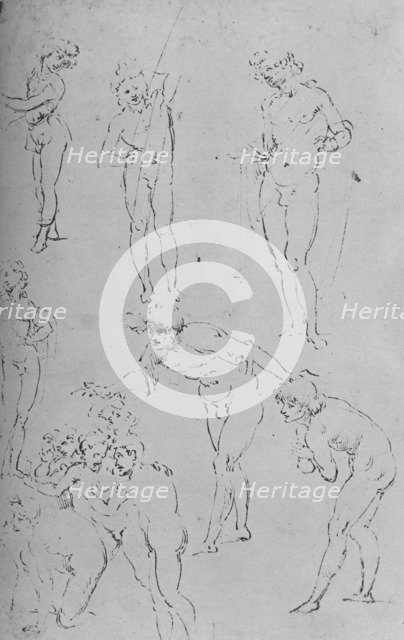 'Studies of Figures and a Group of Figures', c1500 (1945). Artist: Leonardo da Vinci.