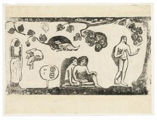 Women, Animals, and Foliage, from the Suite of Late Wood-Block Prints, 1898/99. Creator: Paul Gauguin.