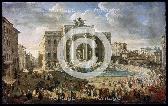 'The Trevi Fountain in Rome (Pope Benidict XIV Visits the Trevi Fountain in Rome)', 18th century. Artist: Giovanni Paolo Panini