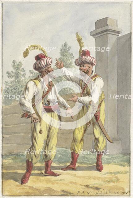 Two guards of King Louis Napoleon with turbans, 1807. Creator: Jan Antony Langendijk.