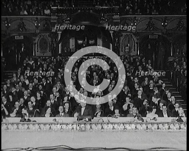 Civilians Seated Waiting For a Play To Begin As the Curtains Open, 1920s. Creator: British Pathe Ltd.