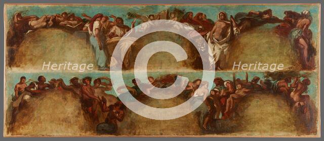 Esquisse pour le salon du Roi du Palais Bourbon - La Justice. L'Industrie, begins 1849 ends 1854. Creator: Pierre Andrieu.