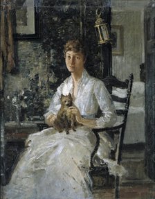 Portrait of a Lady with a Dog (Anna Baker Weir), ca. 1890. Creator: Julian Alden Weir.