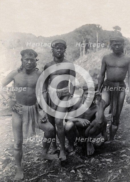 Sarawak: four Punan men, c1900. Creator: Unknown.