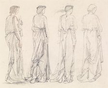 St George Series - Four Studies of Female Attendants for 'The Princess led to the Dragon', 1865-1866 Creator: Sir Edward Coley Burne-Jones.