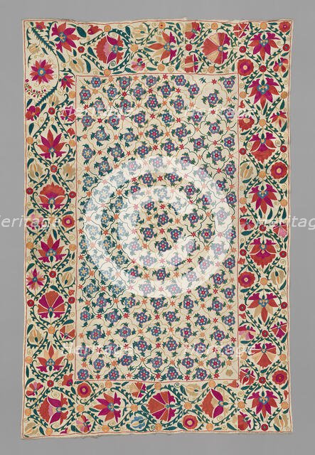 Suzani (large embroidered hanging or cover), Uzbekistan, 19th century. Creator: Unknown.