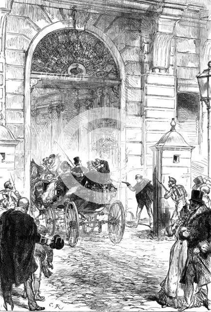 The attempt to shoot the King of Spain at Madrid, 1880. Creator: Unknown.