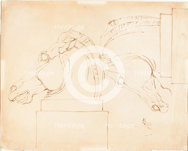 The Horse of Selene from the Elgin Marbles [recto], after 1807. Creator: William Etty.