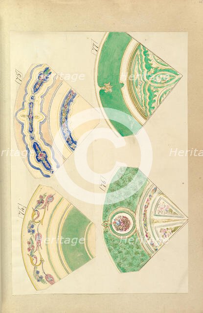Four Designs for Decorated Plates, 1845-55. Creator: Alfred Crowquill.