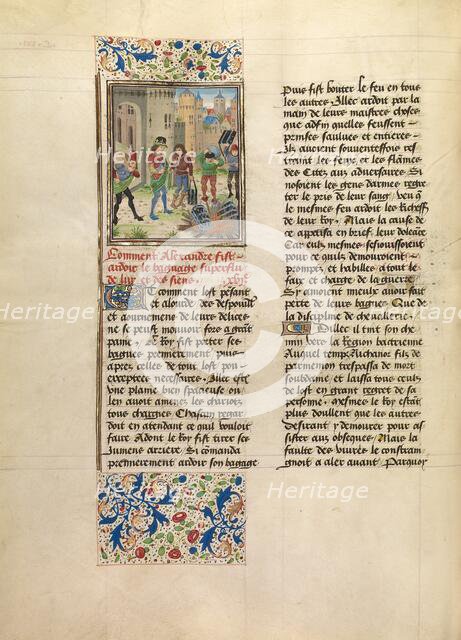 Alexander Orders the Destruction of His Army's Excess Baggage, about 1470-1475. Creator: Master of the Jardin de vertueuse consolation.