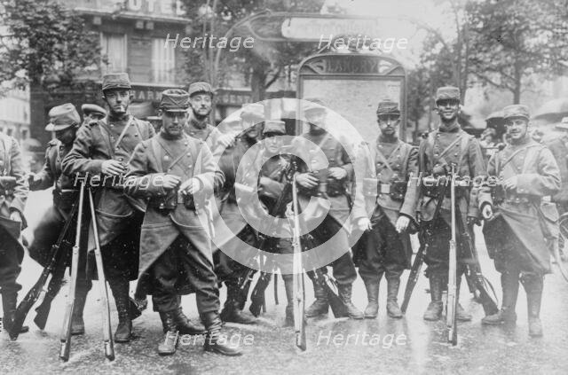 Guarding subway entrance, Paris, between c1914 and c1915. Creator: Bain News Service.